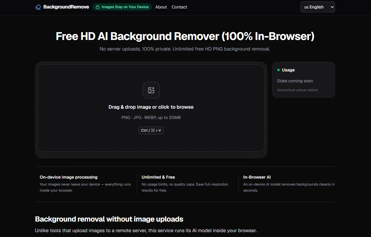 BackgroundRemove 온디바이스 AI 배경 제거 화면